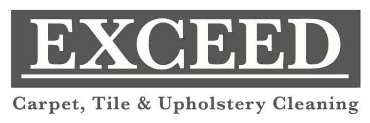 Exceed Carpet Cleaning logo featuring "EXCEED" prominently, with the tagline "Carpet, Tile & Upholstery Cleaning" below, representing a professional carpet cleaning service.