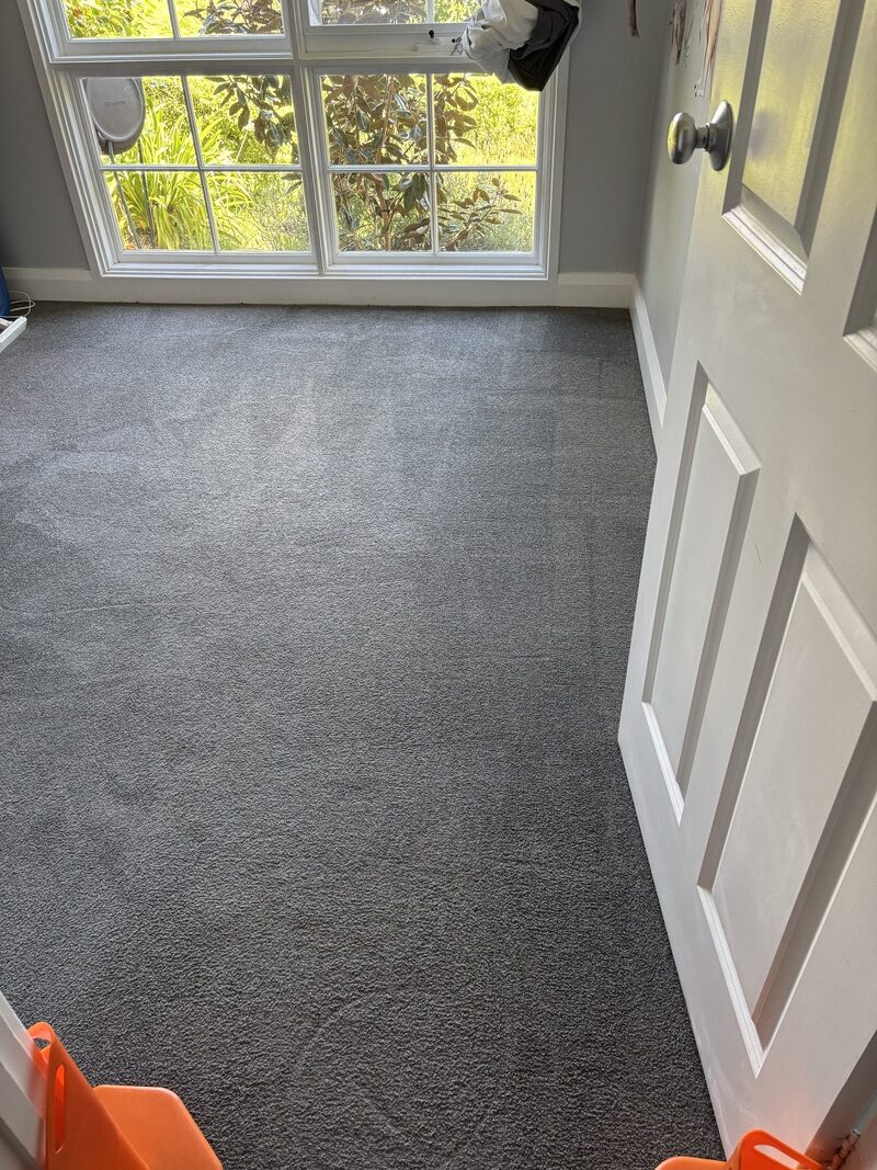 Cleaned bedroom carpet in Kambah, ACT, showcasing restored appearance after emergency stain removal service by Exceed Carpet Cleaning.